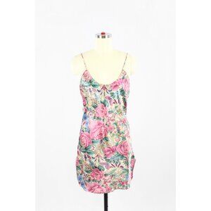 Vintage POTPOURRI Floral Satin Scoop Neck Slip Dress, Size S